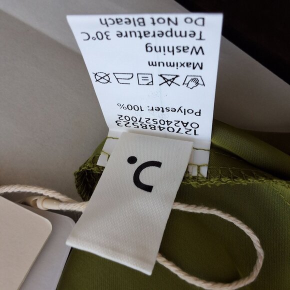 Commense Womens One-Shoulder Twist-Back Olive Green Satin Maxi Dress Sz L Event - Picture 8 of 8